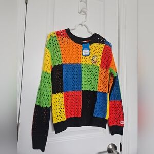 NWT HARIBO Gummy Bear X JC Penny Colorblock Knit Multi-Color Sweater Sz XS
